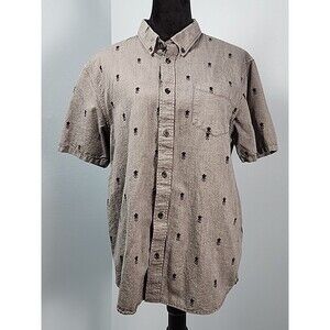 Vans Off The Wall Classic Fit Button Front Short Sleeve Cotton Shirt Pineapple